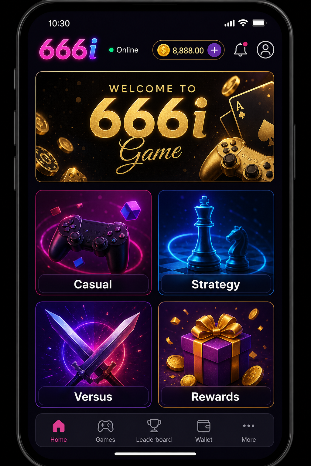 666i Game mobile lobby screenshot