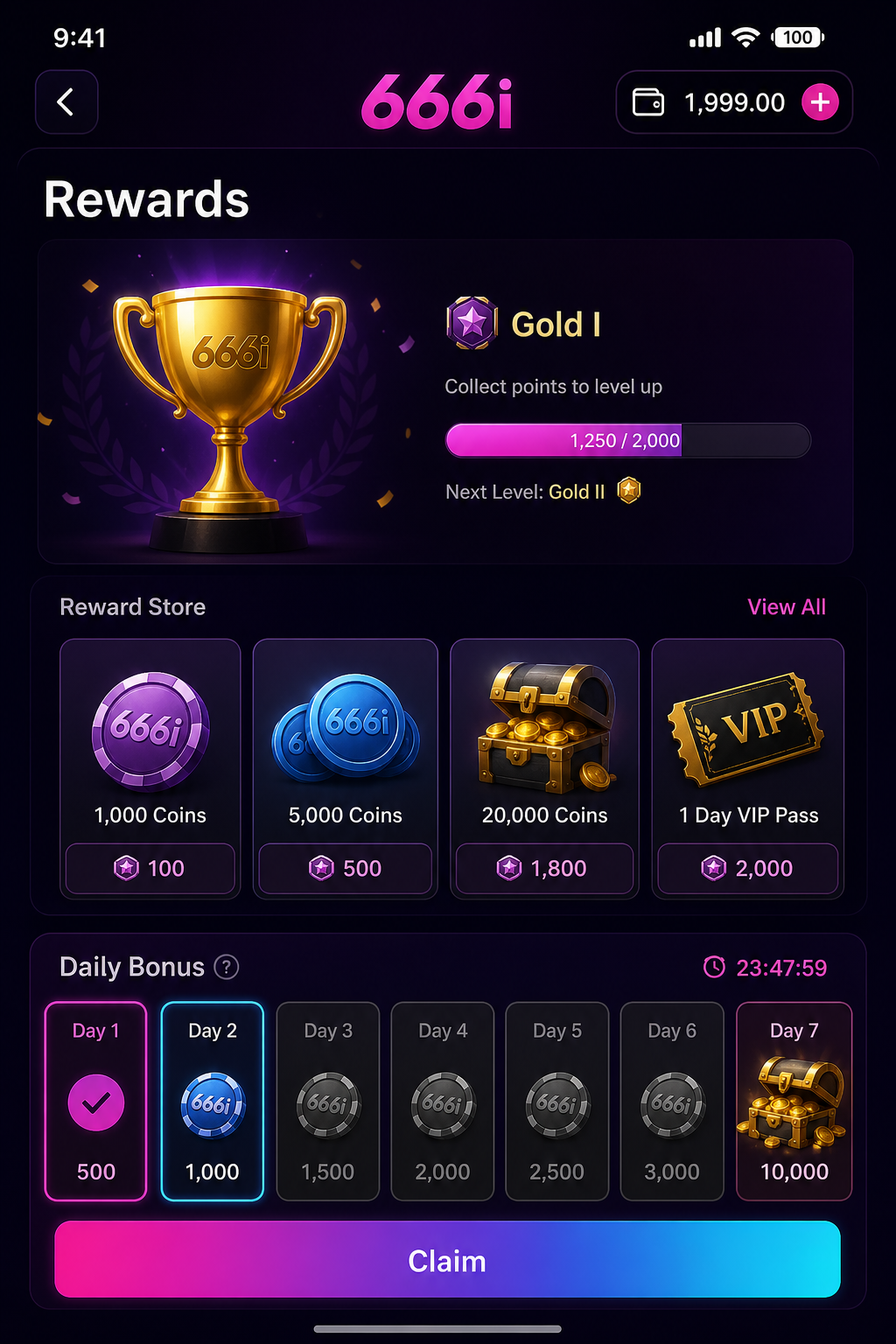 666i Game rewards